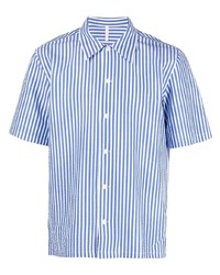 Chemise à manches courtes à rayures verticales blanc et bleu Sunflower