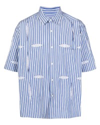 Chemise à manches courtes à rayures verticales blanc et bleu Toga