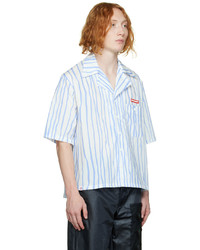 Chemise à manches courtes à rayures verticales blanc et bleu Charles Jeffrey Loverboy