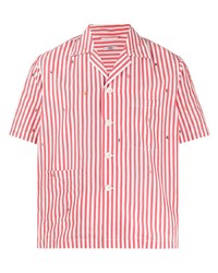 Chemise à manches courtes à rayures verticales blanc et rouge Bode