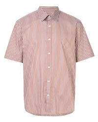 Chemise à manches courtes à rayures verticales blanc et rouge Cerruti 1881
