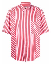 Chemise à manches courtes à rayures verticales blanc et rouge Etro