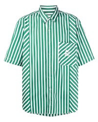 Chemise à manches courtes à rayures verticales blanc et vert Etro