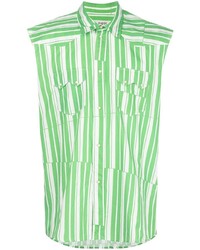 Chemise à manches courtes à rayures verticales blanc et vert Phipps