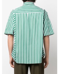 Chemise à manches courtes à rayures verticales blanc et vert Etro