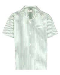 Chemise à manches courtes à rayures verticales blanc et vert Tekla
