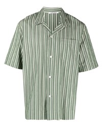Chemise à manches courtes à rayures verticales blanc et vert Wood Wood