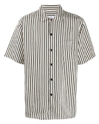Chemise à manches courtes à rayures verticales blanche et noire Ami Paris