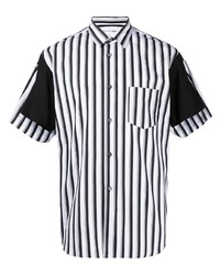 Chemise à manches courtes à rayures verticales blanche et noire Comme Des Garcons SHIRT