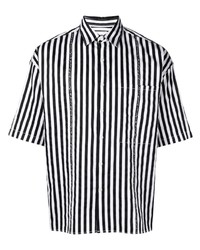 Chemise à manches courtes à rayures verticales blanche et noire Izzue