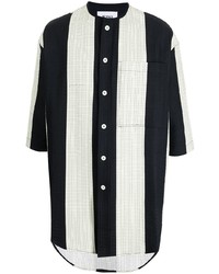 Chemise à manches courtes à rayures verticales blanche et noire Sunnei