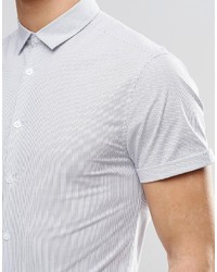 Chemise à manches courtes à rayures verticales blanche Asos