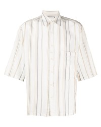 Chemise à manches courtes à rayures verticales blanche Costumein
