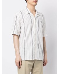 Chemise à manches courtes à rayures verticales blanche Fred Perry