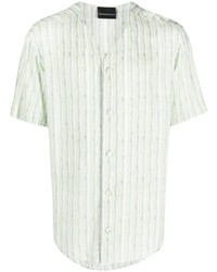 Chemise à manches courtes à rayures verticales blanche Emporio Armani