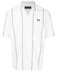 Chemise à manches courtes à rayures verticales blanche Fred Perry