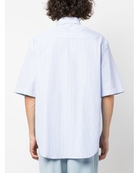 Chemise à manches courtes à rayures verticales blanche Versace