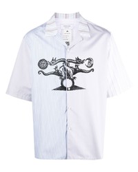 Chemise à manches courtes à rayures verticales blanche Marine Serre