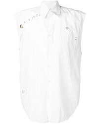 Chemise à manches courtes à rayures verticales blanche Marni