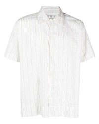 Chemise à manches courtes à rayures verticales blanche mfpen