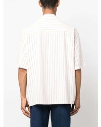 Chemise à manches courtes à rayures verticales blanche Sunnei