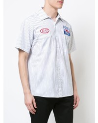 Chemise à manches courtes à rayures verticales blanche R13