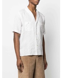 Chemise à manches courtes à rayures verticales blanche Saint Laurent