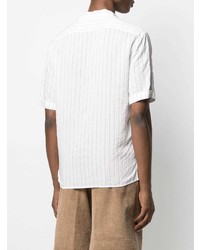 Chemise à manches courtes à rayures verticales blanche Saint Laurent
