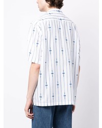 Chemise à manches courtes à rayures verticales blanche EGONlab