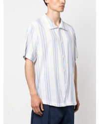 Chemise à manches courtes à rayures verticales blanche RANRA