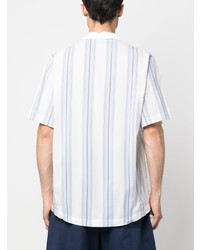 Chemise à manches courtes à rayures verticales blanche RANRA