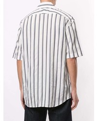 Chemise à manches courtes à rayures verticales blanche Cerruti 1881