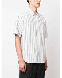 Chemise à manches courtes à rayures verticales blanche Stussy