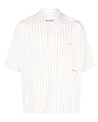 Chemise à manches courtes à rayures verticales blanche Sunnei