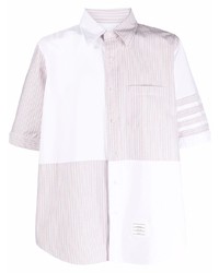 Chemise à manches courtes à rayures verticales blanche Thom Browne