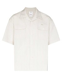 Chemise à manches courtes à rayures verticales blanche VISVIM