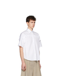Chemise à manches courtes à rayures verticales blanche Maison Margiela