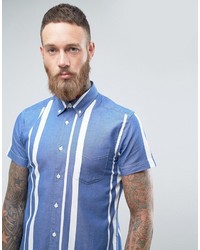 Chemise à manches courtes à rayures verticales bleu clair Wrangler