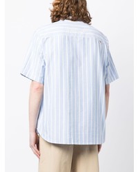 Chemise à manches courtes à rayures verticales bleu clair AAPE BY A BATHING APE