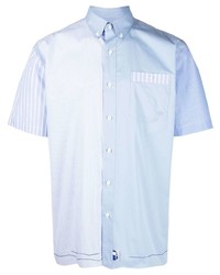 Chemise à manches courtes à rayures verticales bleu clair Ader Error