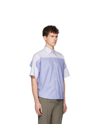 Chemise à manches courtes à rayures verticales bleu clair Maison Margiela