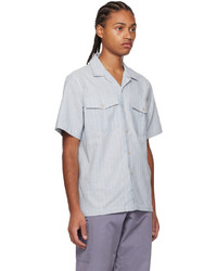 Chemise à manches courtes à rayures verticales bleu clair Ps By Paul Smith