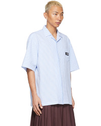 Chemise à manches courtes à rayures verticales bleu clair EGONlab
