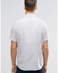 Chemise à manches courtes à rayures verticales bleu clair Asos