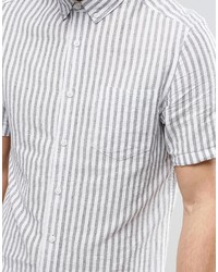 Chemise à manches courtes à rayures verticales bleu clair Asos