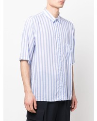 Chemise à manches courtes à rayures verticales bleu clair Low Brand