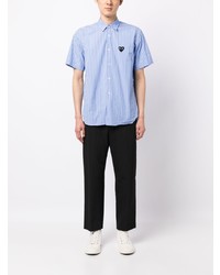 Chemise à manches courtes à rayures verticales bleu clair Comme des Garcons