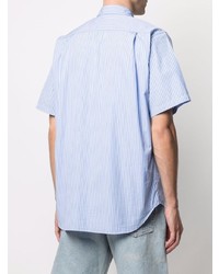 Chemise à manches courtes à rayures verticales bleu clair Comme Des Garcons Play