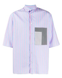 Chemise à manches courtes à rayures verticales bleu clair Corelate