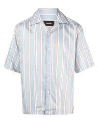 Chemise à manches courtes à rayures verticales bleu clair Costumein